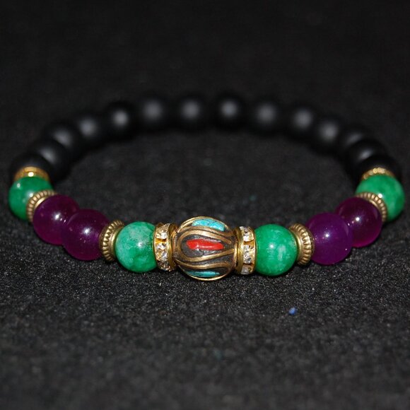 Gemstone Bracelet,Stone Beads Bracelet,Multicolor Stone Beaded Bracelet - Picture 1 of 3